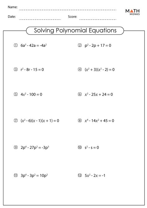solving polynomial equations worksheet with answers pdf free